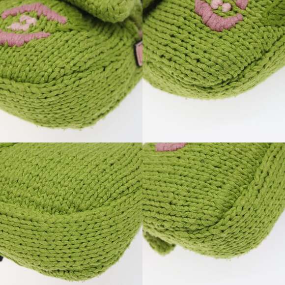 FENDI Mamma Baguette Shoulder Bag Wool Green Silver - Picture 10 of 13